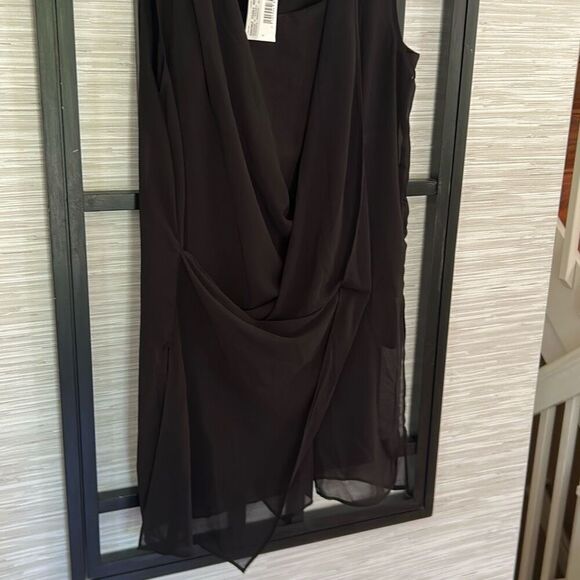 NWT Naracamicie black stretch blouse with layered chiffon front size S - Picture 6 of 8